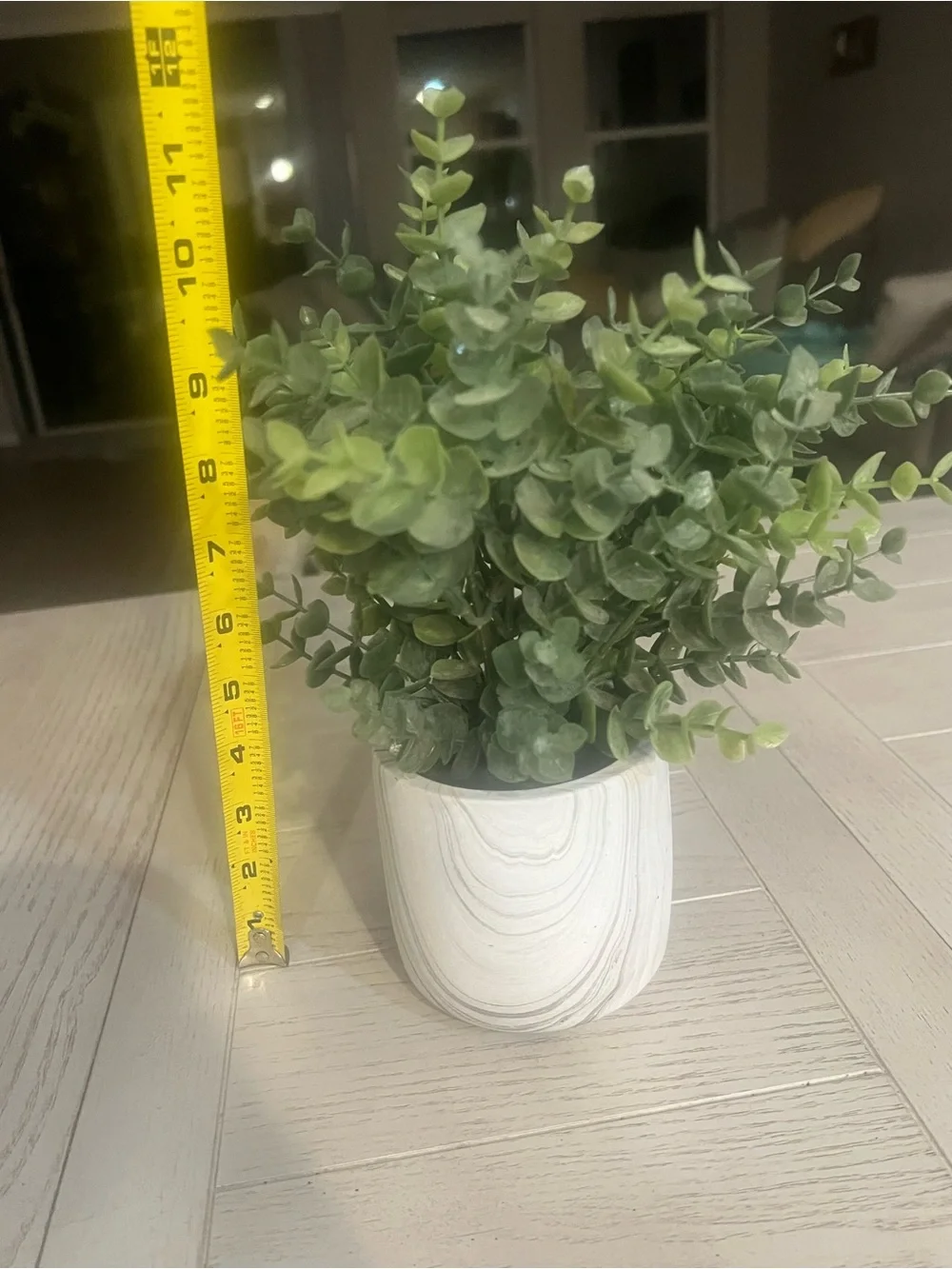 Artificial Eucalyptus Plant in Marble Pot